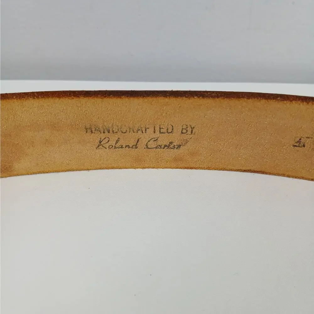 Men's SZ 36 Handcrafted Tooled Genuine Leather Belt Leaf Vines Farm Tractors 1